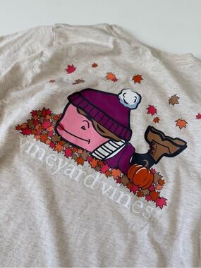 Vineyard Vines Kids Fall Whale Graphic Tee in Cream